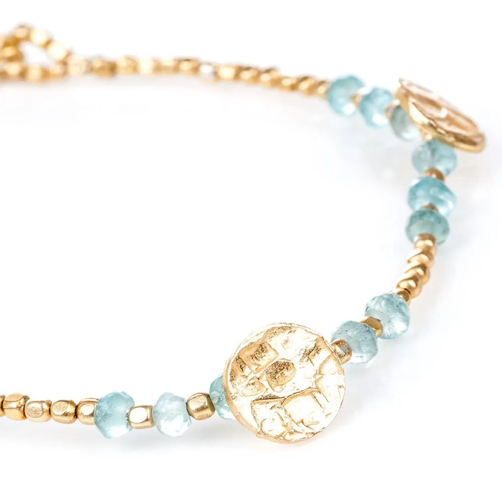 Apatite Gold Plated Sun Disc Bracelet