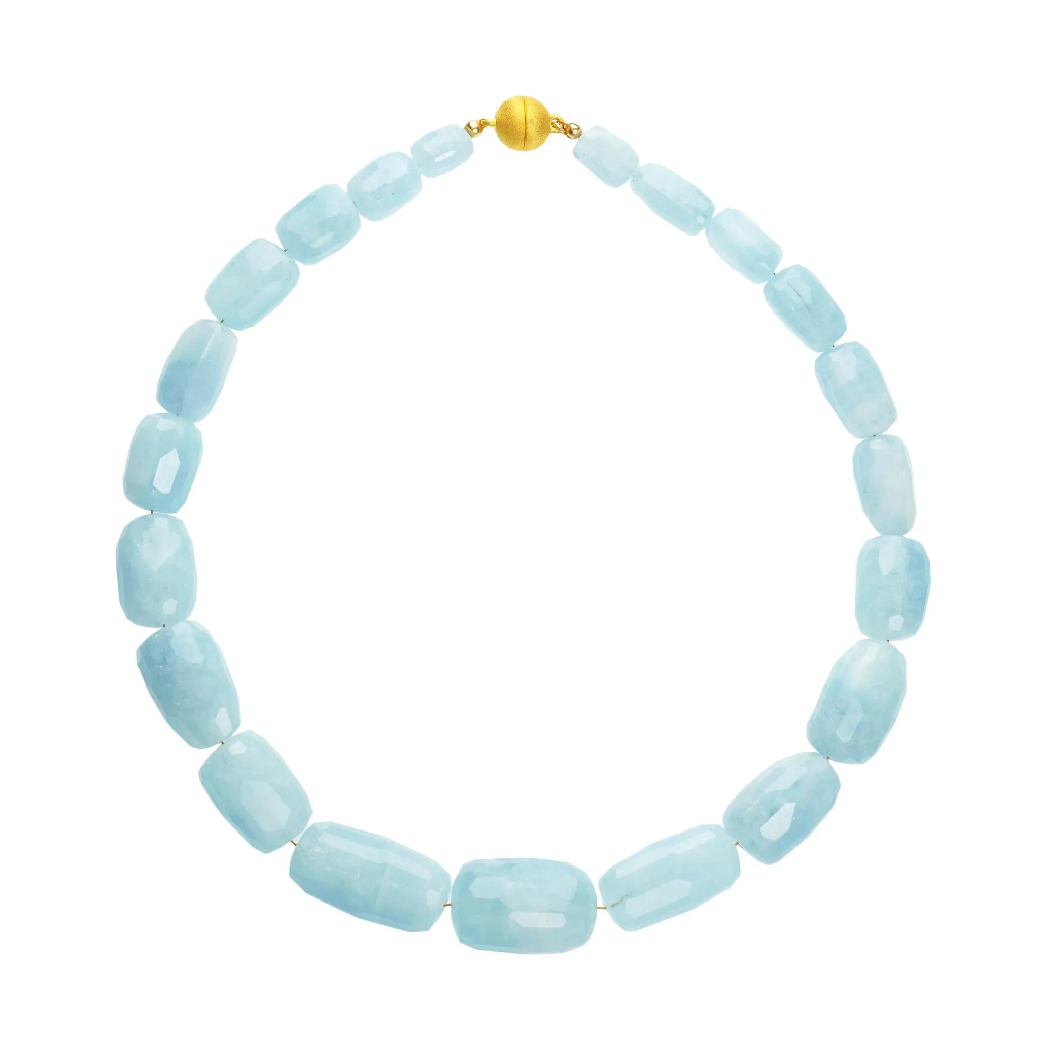 Aquamarine Statement Necklace with Gold Plated Magnetic Clasp