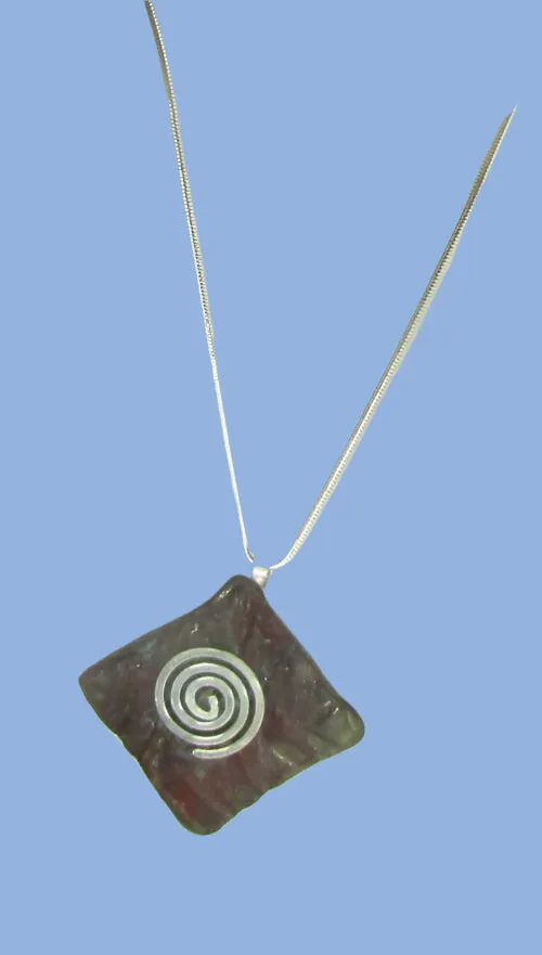 Artisan Multi-luster Raku Ceramic  Handmade Ceramic Pendant Necklace