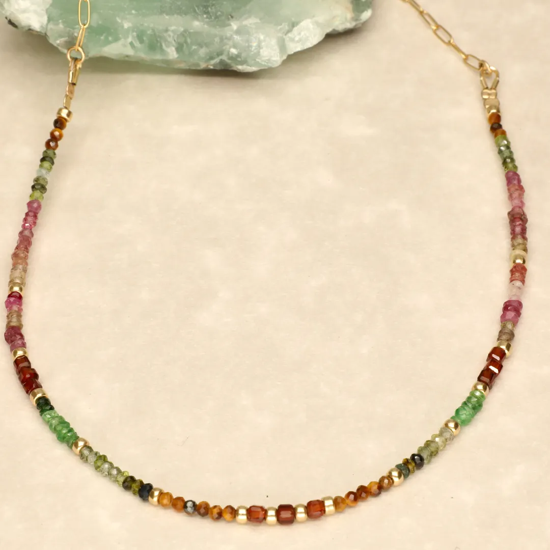 Autumn Rainbow Half Stone Integrated Necklace