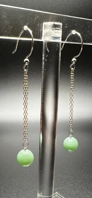 Aventurine and Sterling Silver Chain Earrings