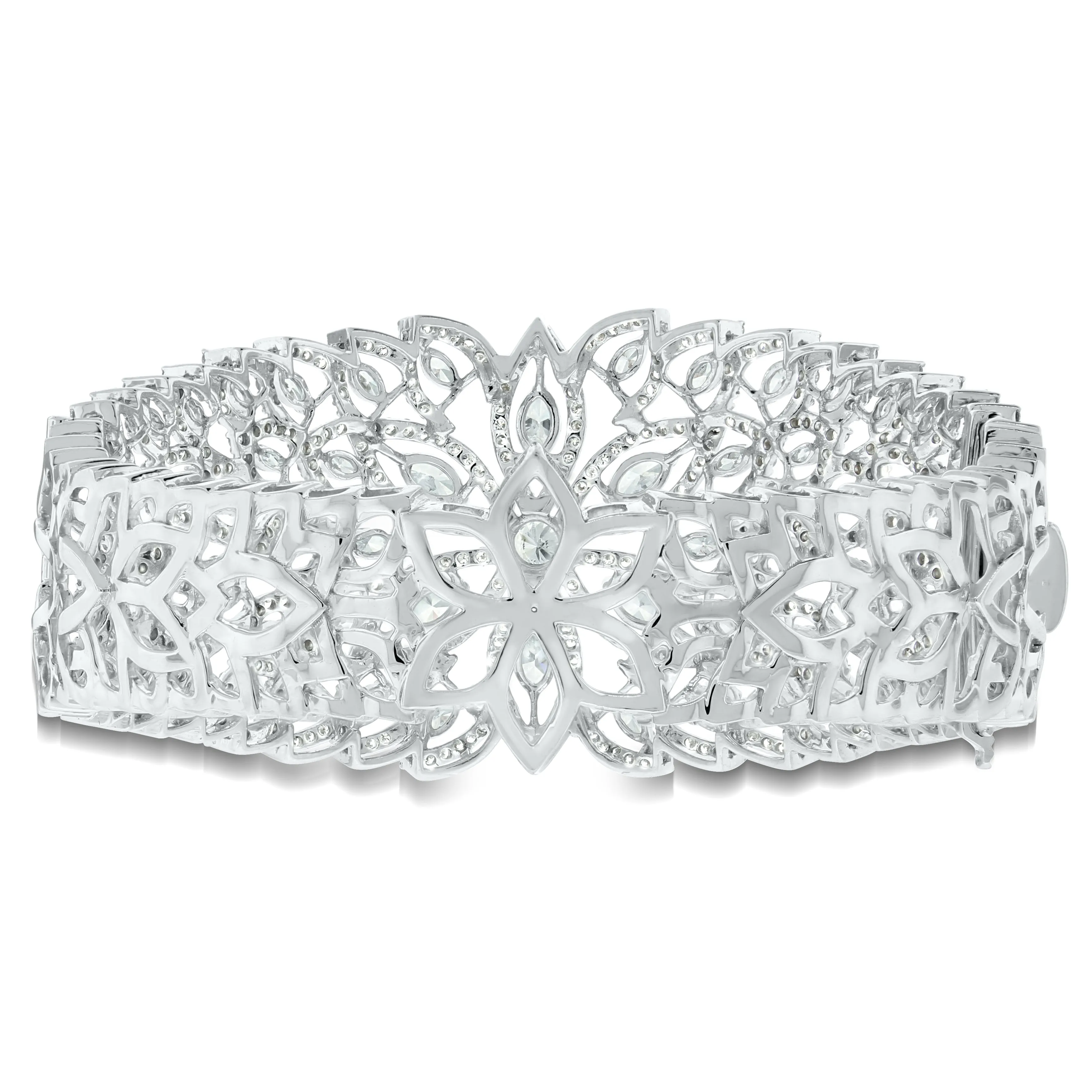 Beauvince Marquise Diamond Halo Cuff Bangle in White Gold