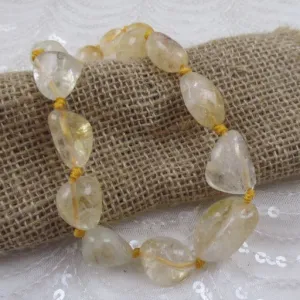 Big Graduating Citrine Beaded Necklace Pastel Yellow