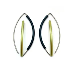 Black & Green 3D Bow Earrings - Round Tubing