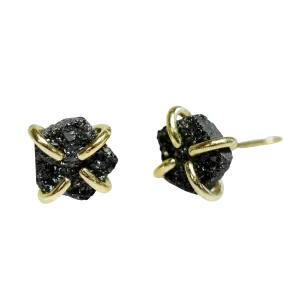 Black Druzy Prong Earrings