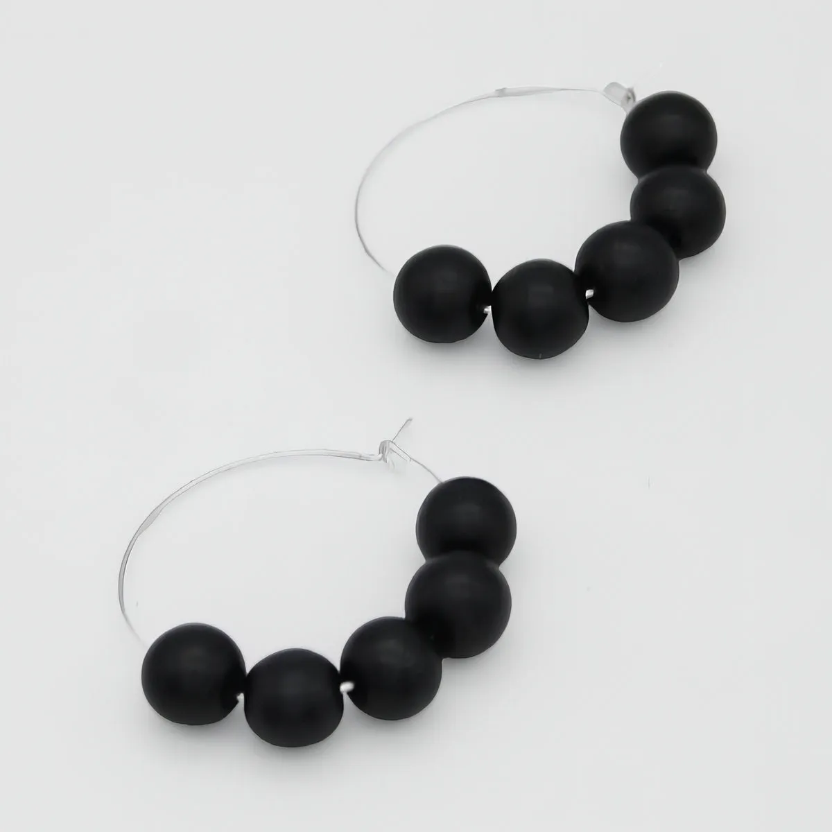 Black Hoop Dangle Earring