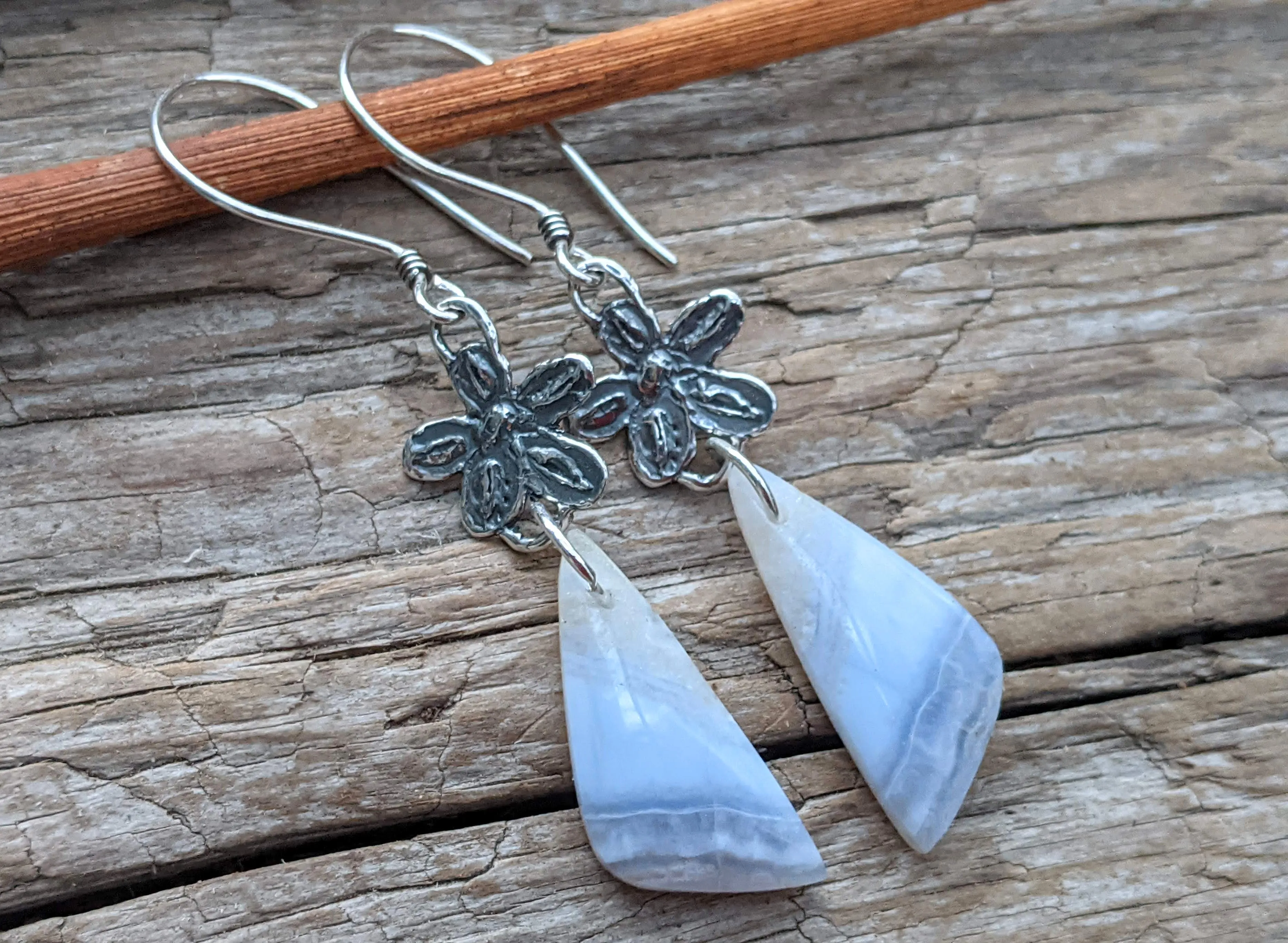 Blue Lace Agate Artisan Earrings