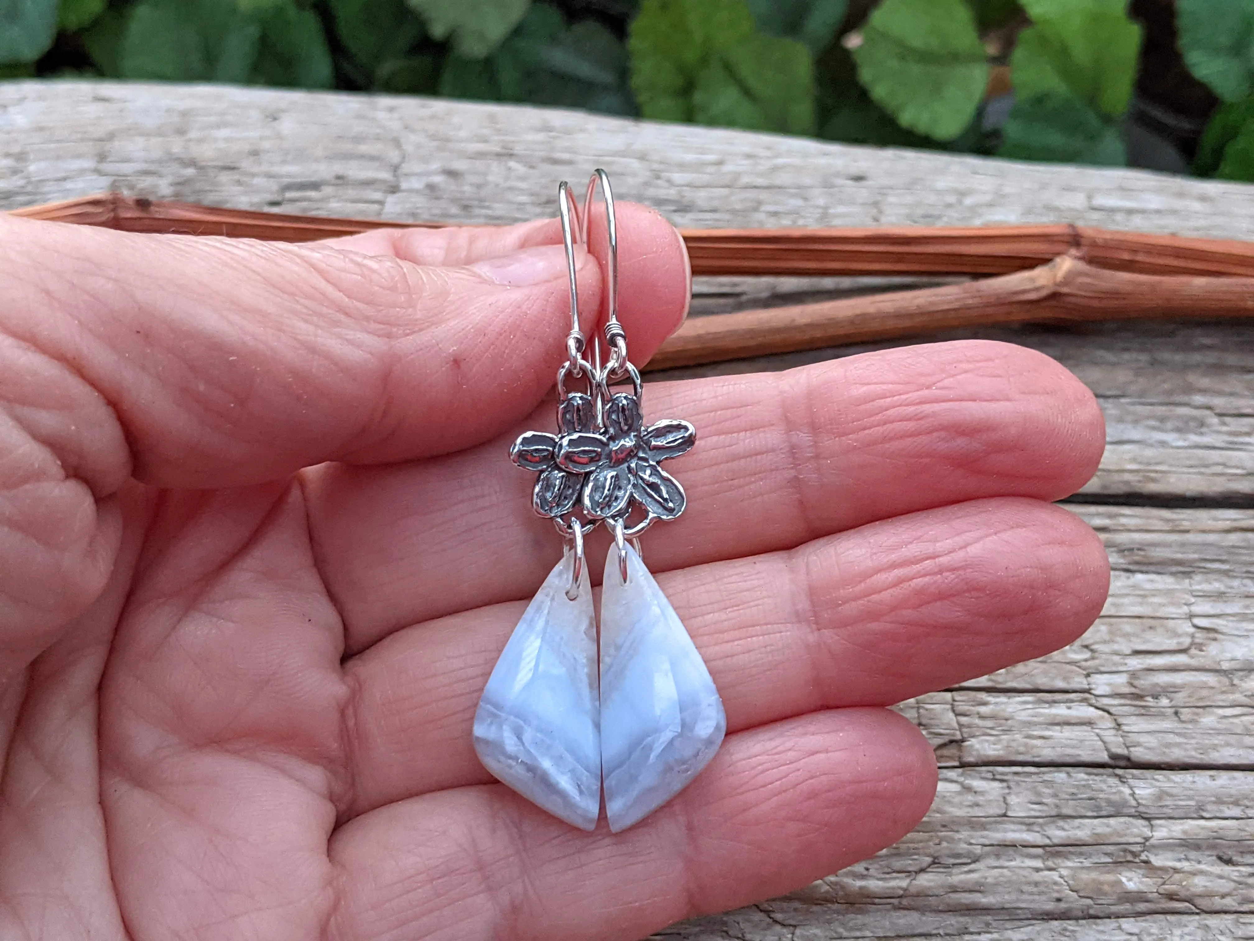 Blue Lace Agate Artisan Earrings