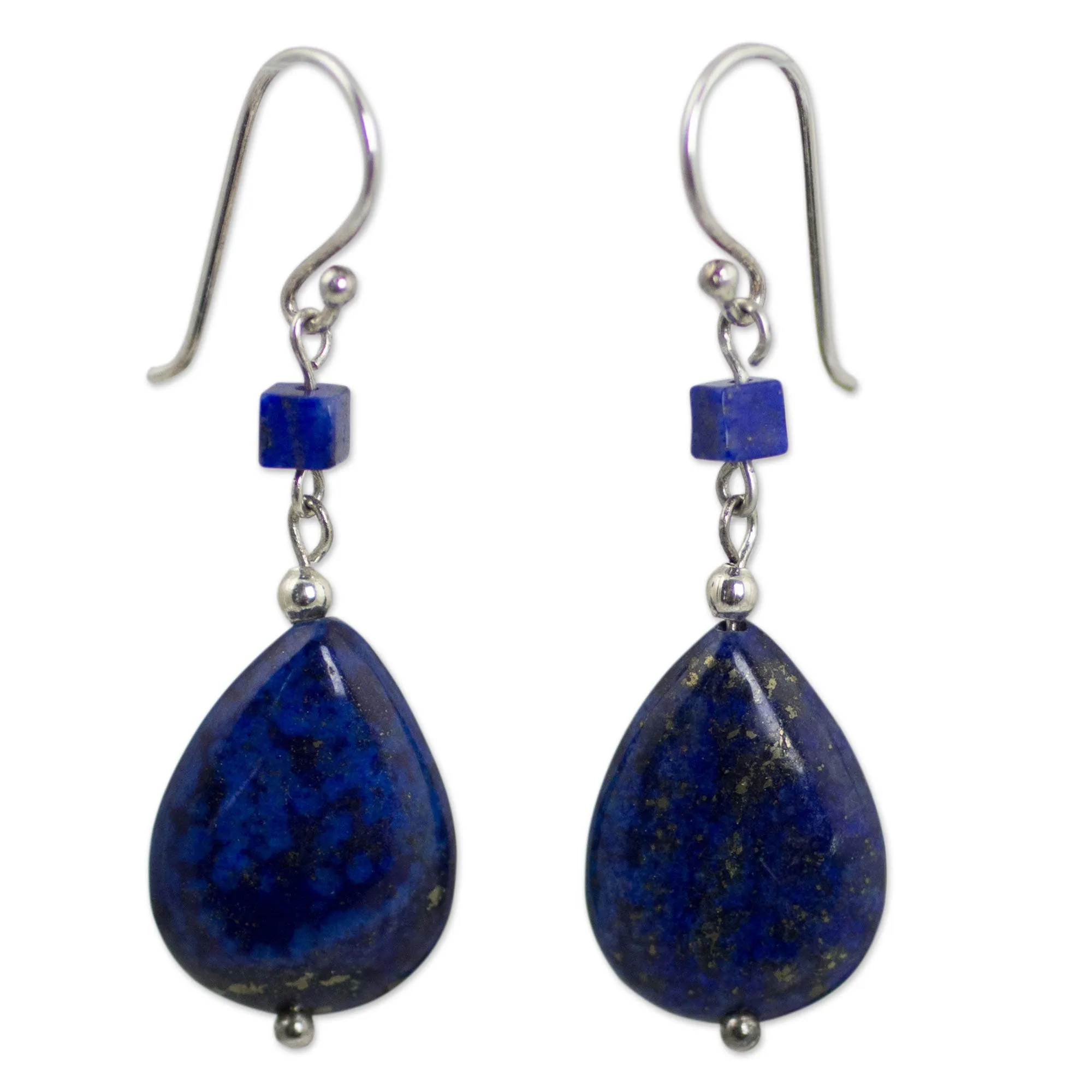 Blue Lily Lapis Lazuli Silver Earrings