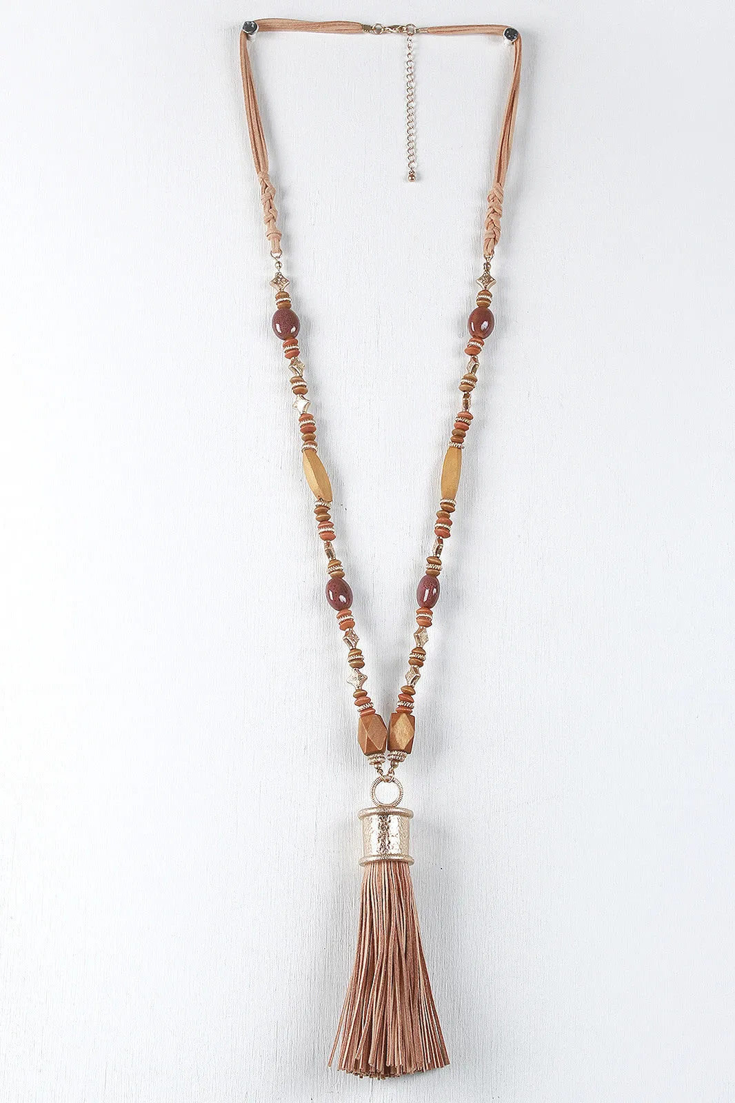 Boho Suede Cord Tassel Necklace