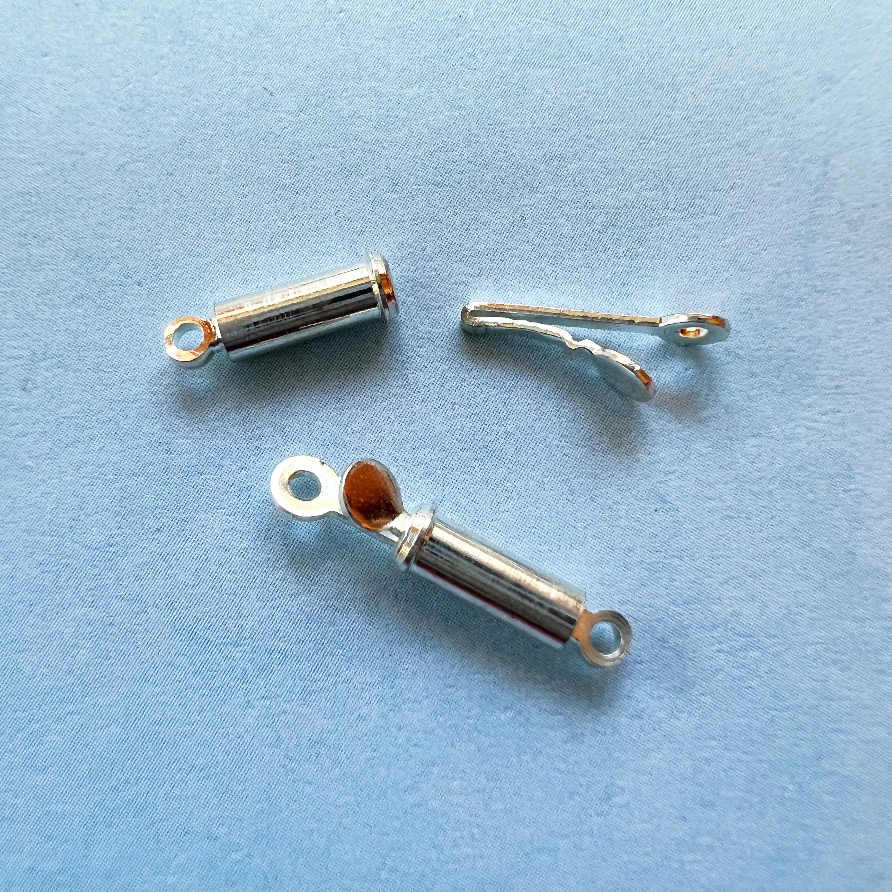 Box Clasp Tube (7x3mm) 1 Hole - Bright Silver