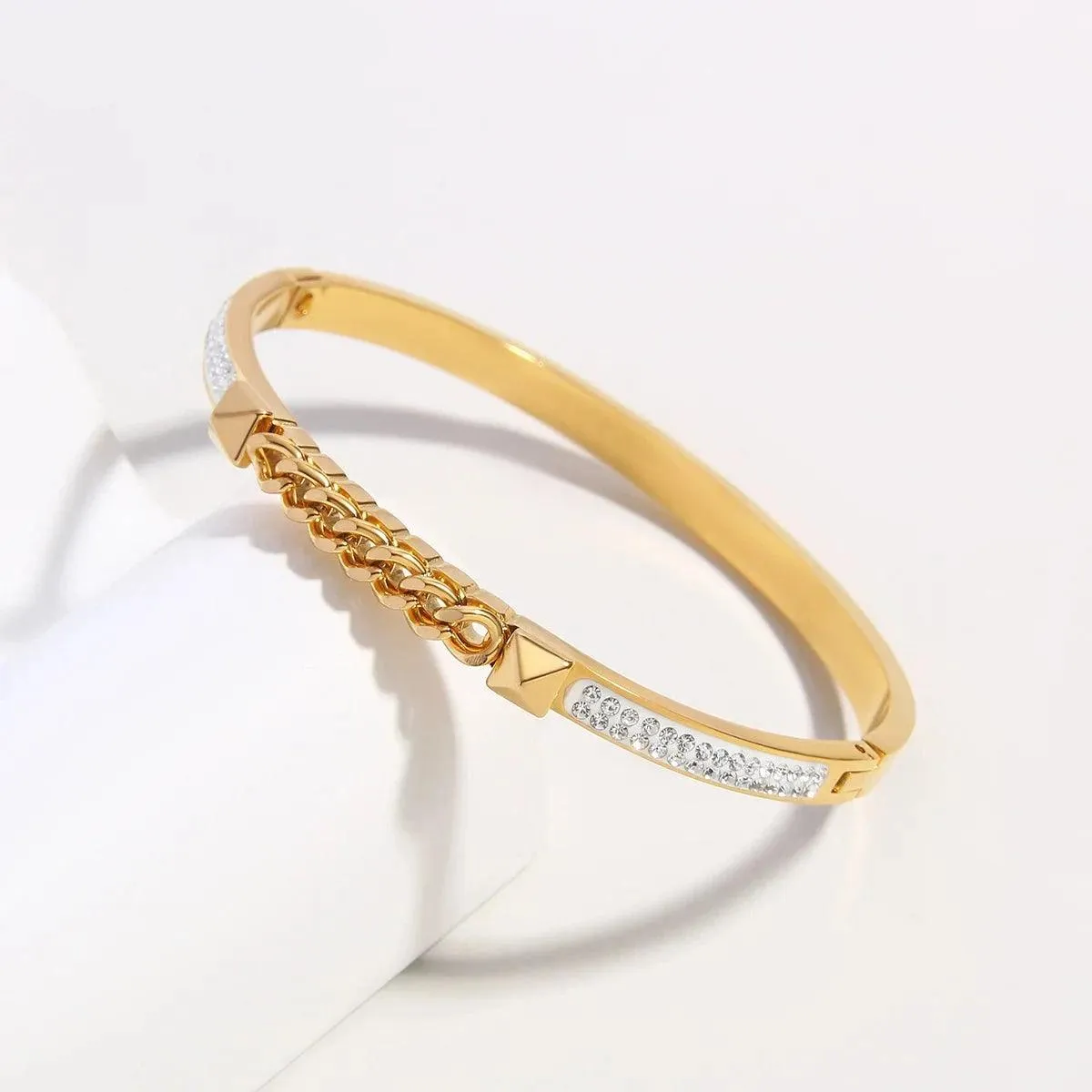 Bracelets Charm Jewelry - Golden Plated - Wide Opening Bangles - Roman Numeral - TSJ22