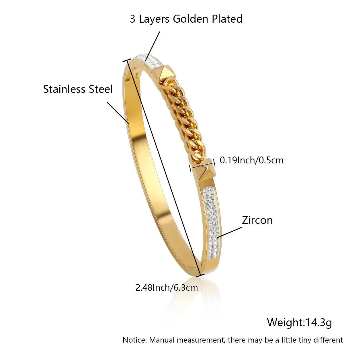 Bracelets Charm Jewelry - Golden Plated - Wide Opening Bangles - Roman Numeral - TSJ22