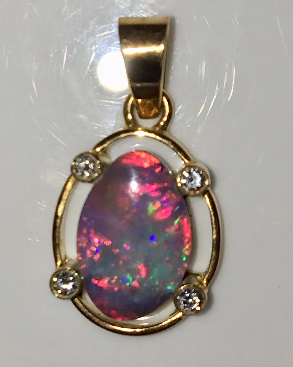 Bright Hot Pink Multi Coloured solid boulder opal pendant