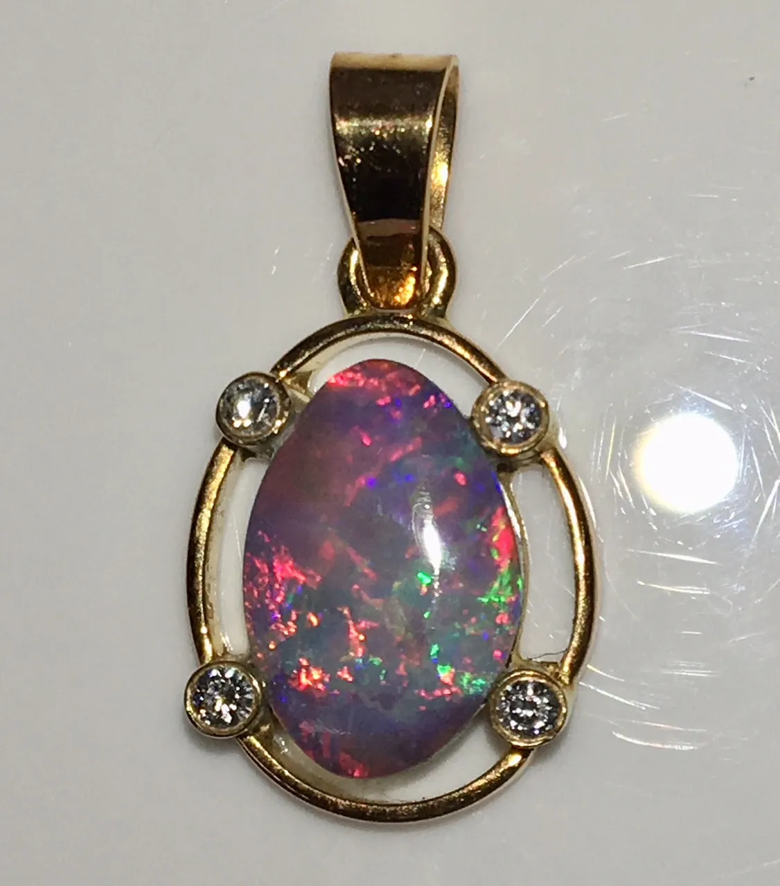 Bright Hot Pink Multi Coloured solid boulder opal pendant