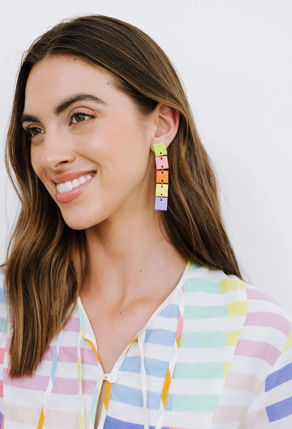 Bright Squares Drop Earrings