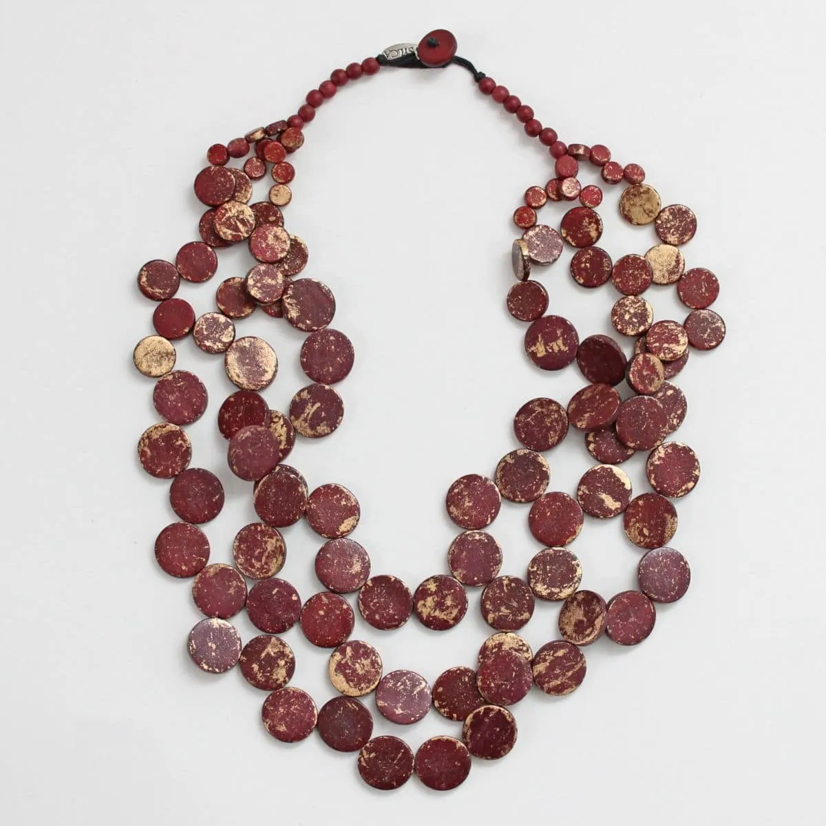 Burgundy Speckled Multi Strand Calla Necklace