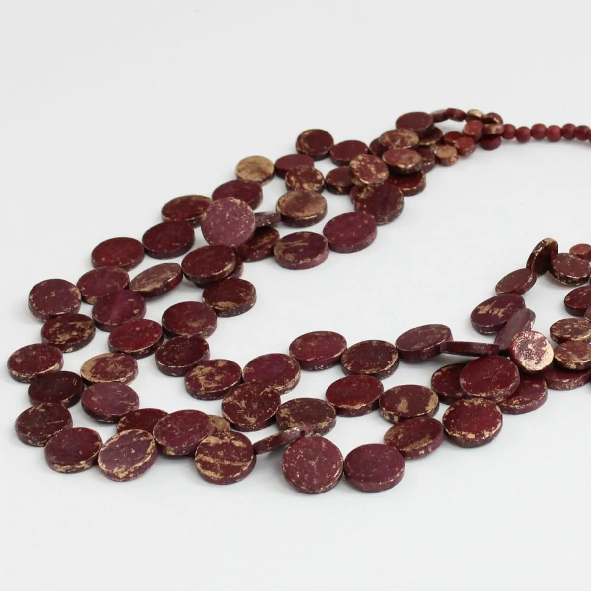 Burgundy Speckled Multi Strand Calla Necklace