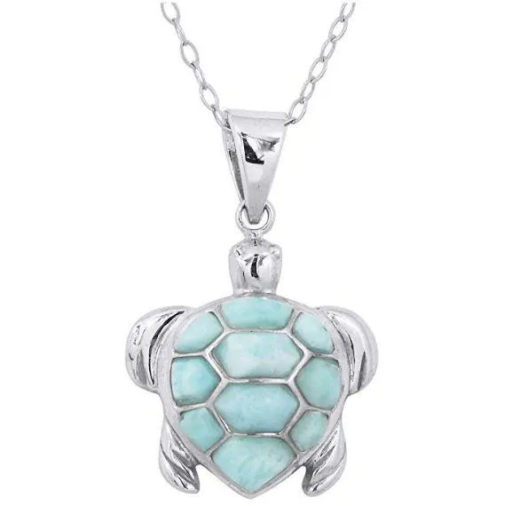 Caribbean Larimar Sea Turtle Jewelry Set