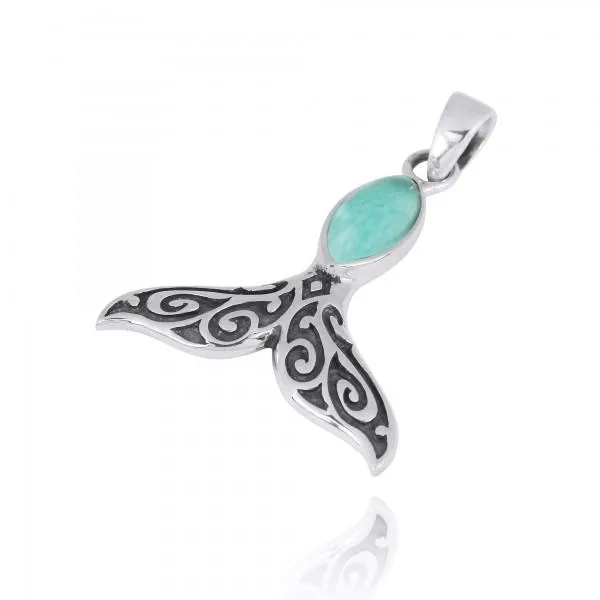 Caribbean Larimar Whale Tail Necklace - Miami