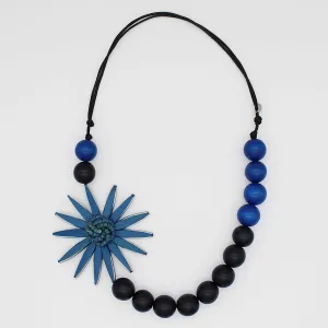 Chunky Blue Flower Statement Necklace