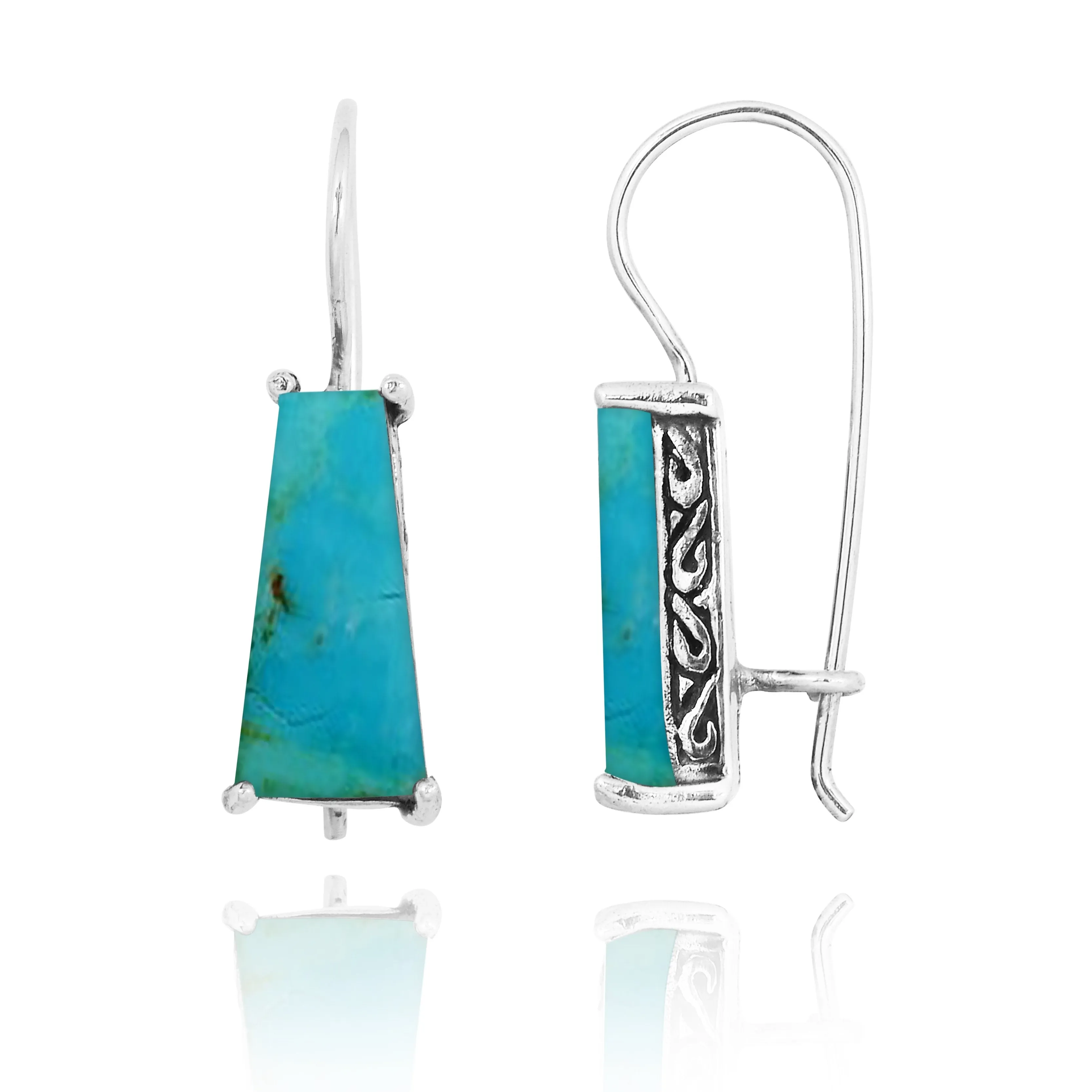 Compressed Turquoise  Lever Back Earrings