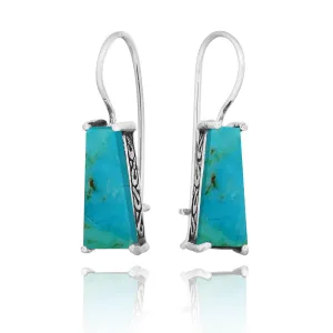 Compressed Turquoise  Lever Back Earrings