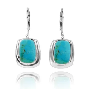 Compressed Turquoise  Lobster Clasp Earrings