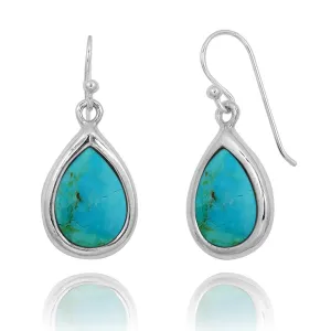 Compressed Turquoise Oxidized Silver Drop Earrings