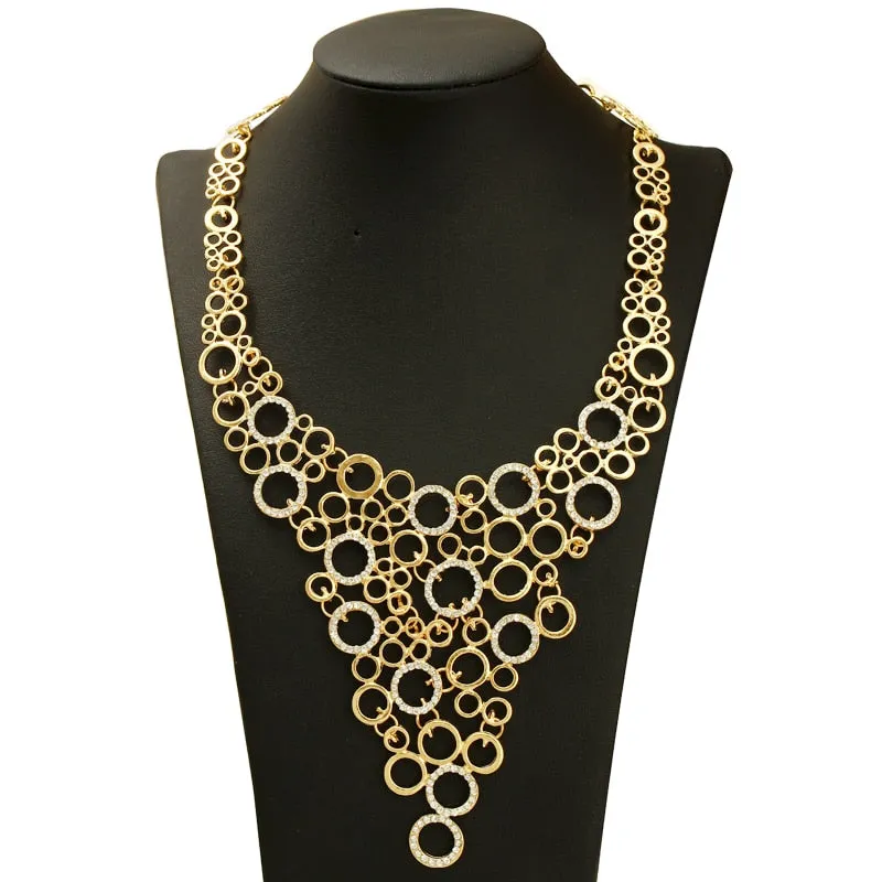 Connected Circle Statement Necklace