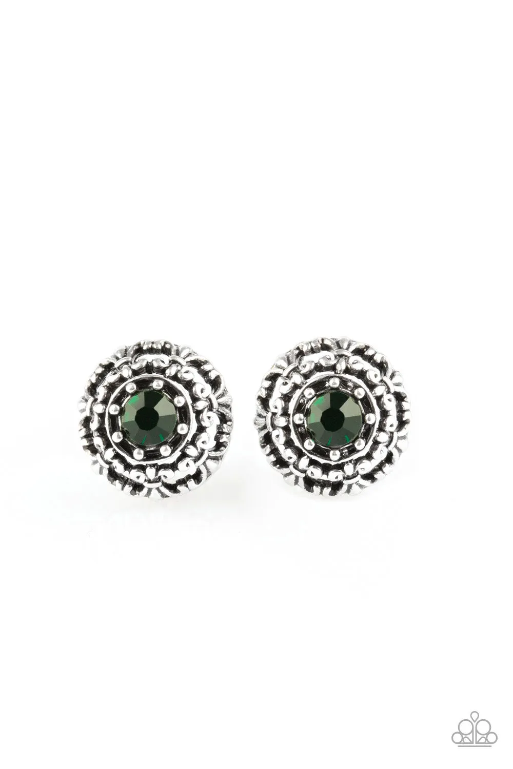 Courtly Courtliness - Green Earrings