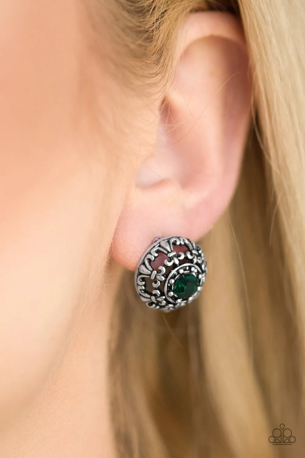 Courtly Courtliness - Green Earrings