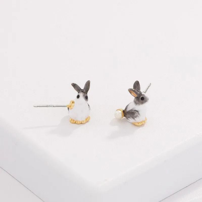 Cute Enamel Rabbit Earrings