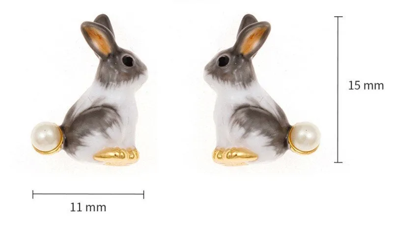 Cute Enamel Rabbit Earrings