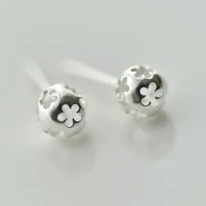 Cutout Floral Ball Earrings