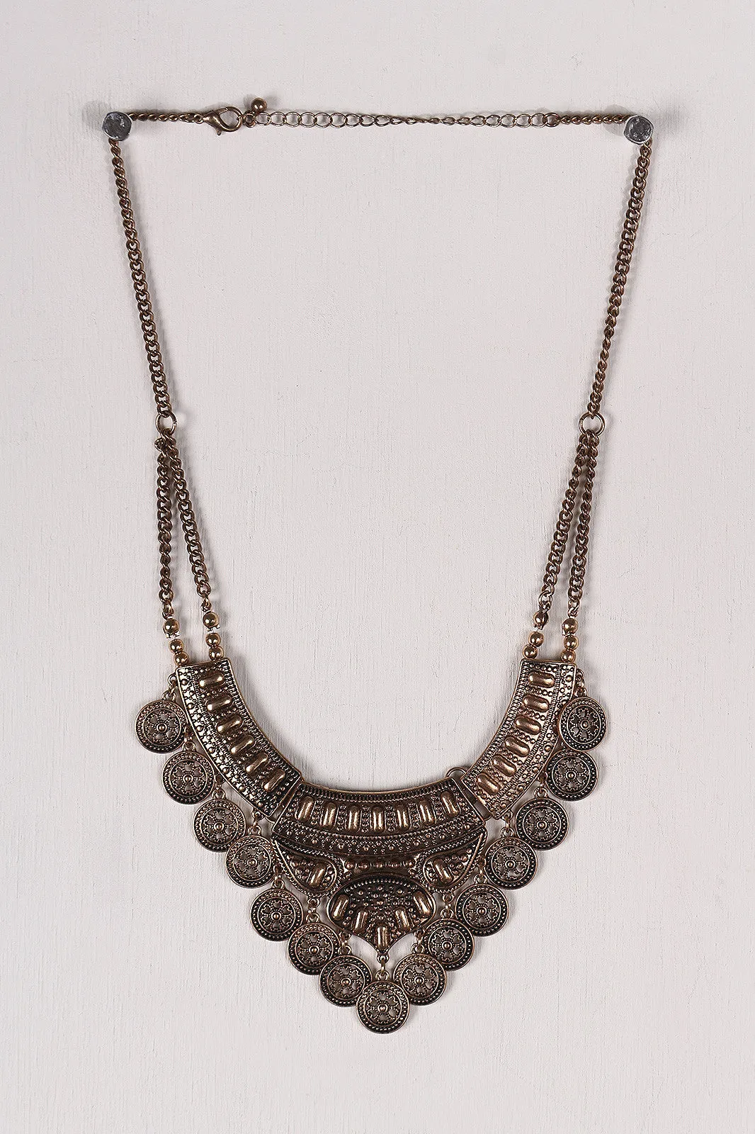 Dangle Medallion Statement Necklace Set