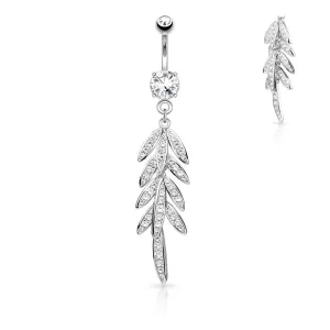 Dangling CZ Leaves Belly Ring