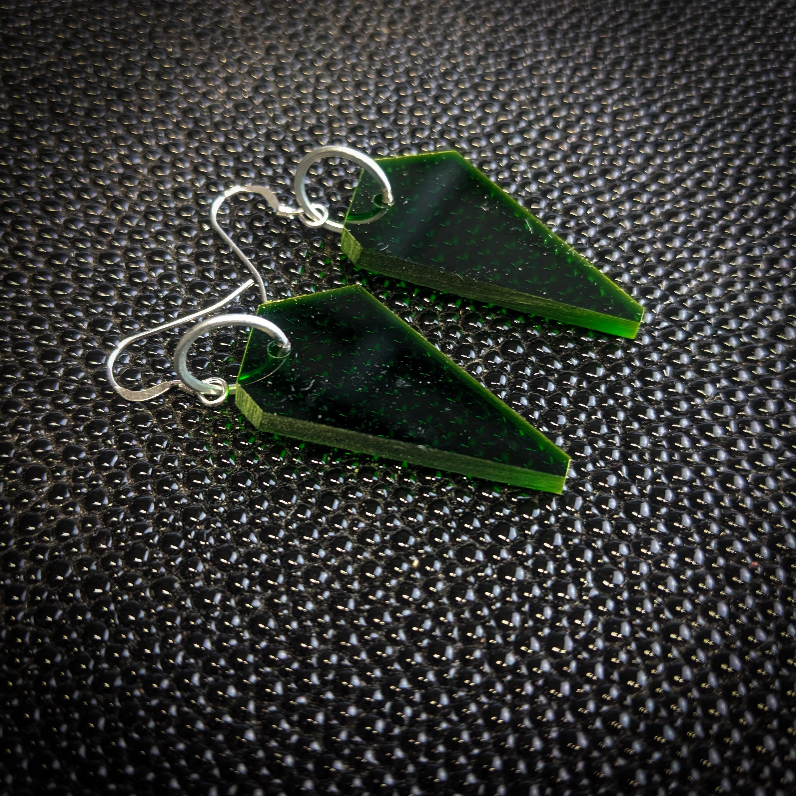 Dark Green Wing Dangle Earrings