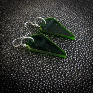 Dark Green Wing Dangle Earrings