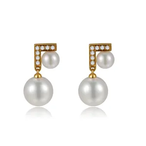 Diamond Gemini Sea Pearls Earrings