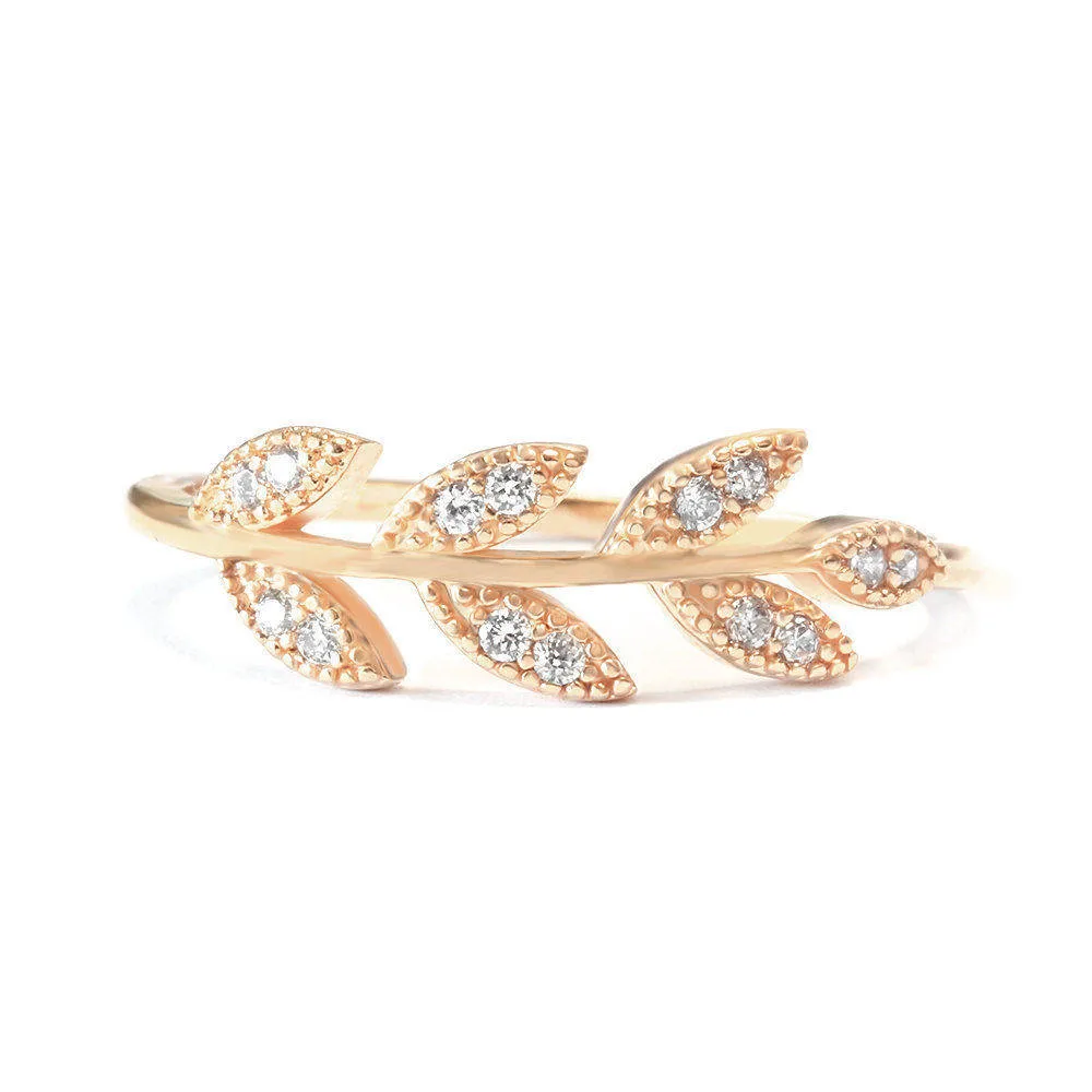 Diamond Leaves Twig Branch Wedding Band ♥