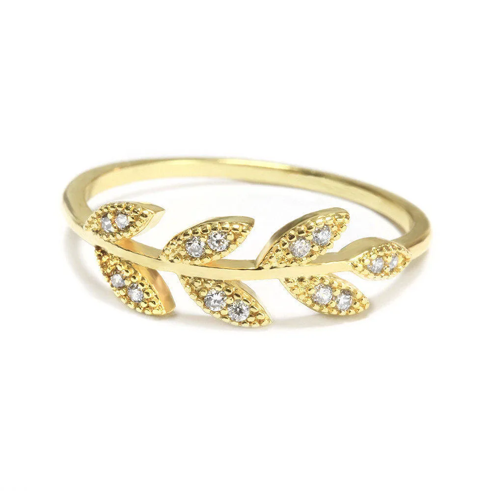 Diamond Leaves Twig Branch Wedding Band ♥