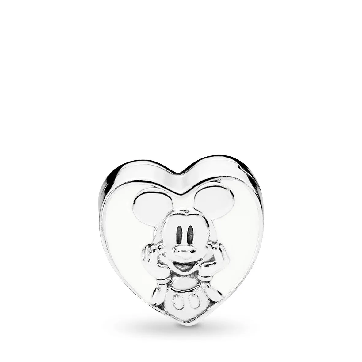 Disney Mickey silver heart clip with white enamel