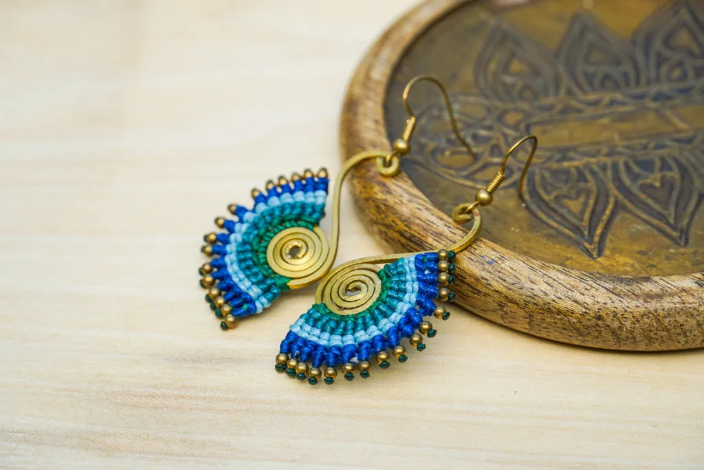 E7821- Micro Macrame Boho Earrings, Handmade Earrings, Hippie Earrings