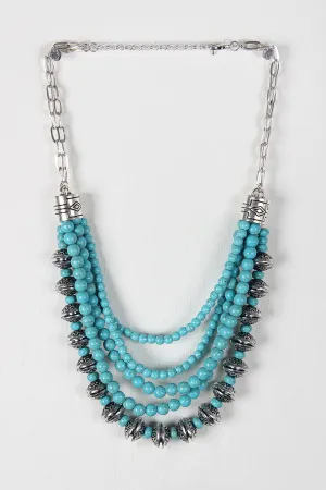 Faux Turquoise Beaded Statement Necklace