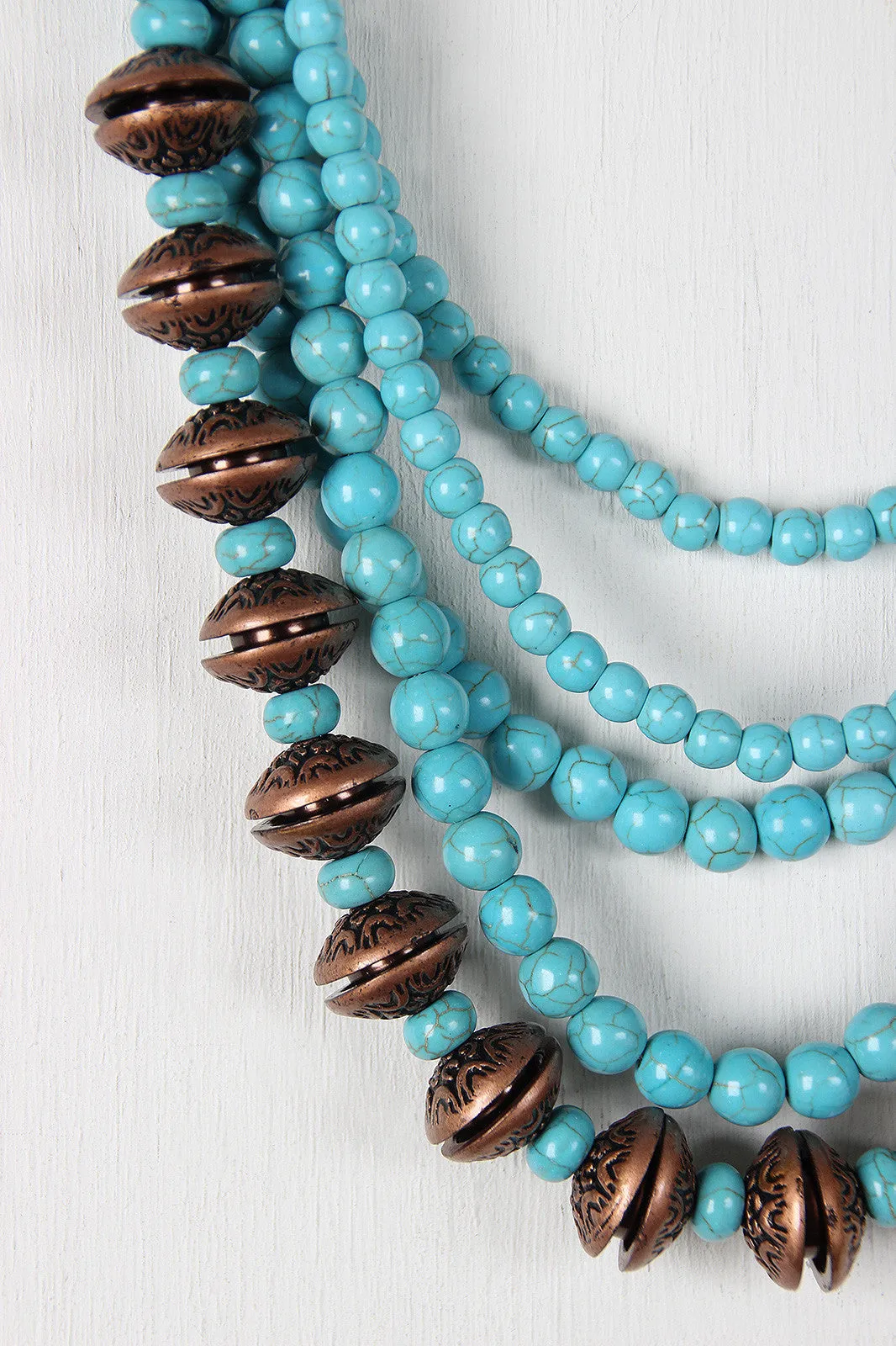 Faux Turquoise Beaded Statement Necklace