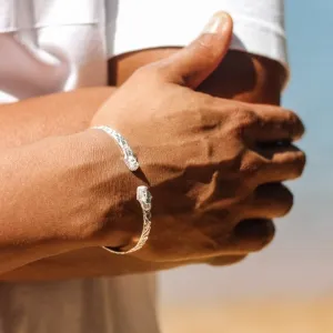 Flat Sphinx and Pharaoh Head Bangle with Swirl Pattern