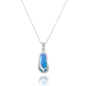 Flip Flop Pendant Necklace with Blue Opal