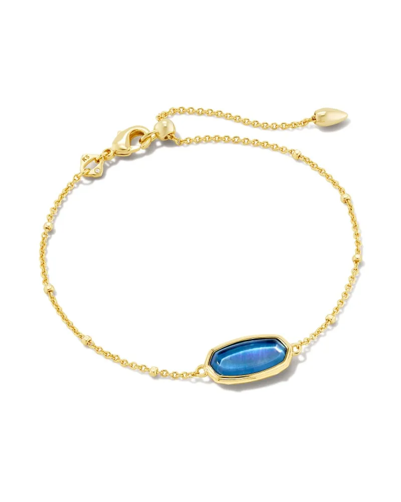 Framed Elaina Delicate Chain Bracelet In Gold - Dark Blue Mother Of Pearl