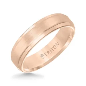 GALLICA Rose Tungsten Carbide Satin Finish Flat Center with Bright Step Edge Comfort Fit Band by Triton Rings - 6mm